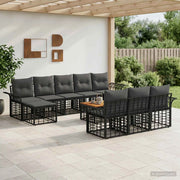 Set di divani da esterno 11 pz Nero e Grigio scuro Poliestere 3437779