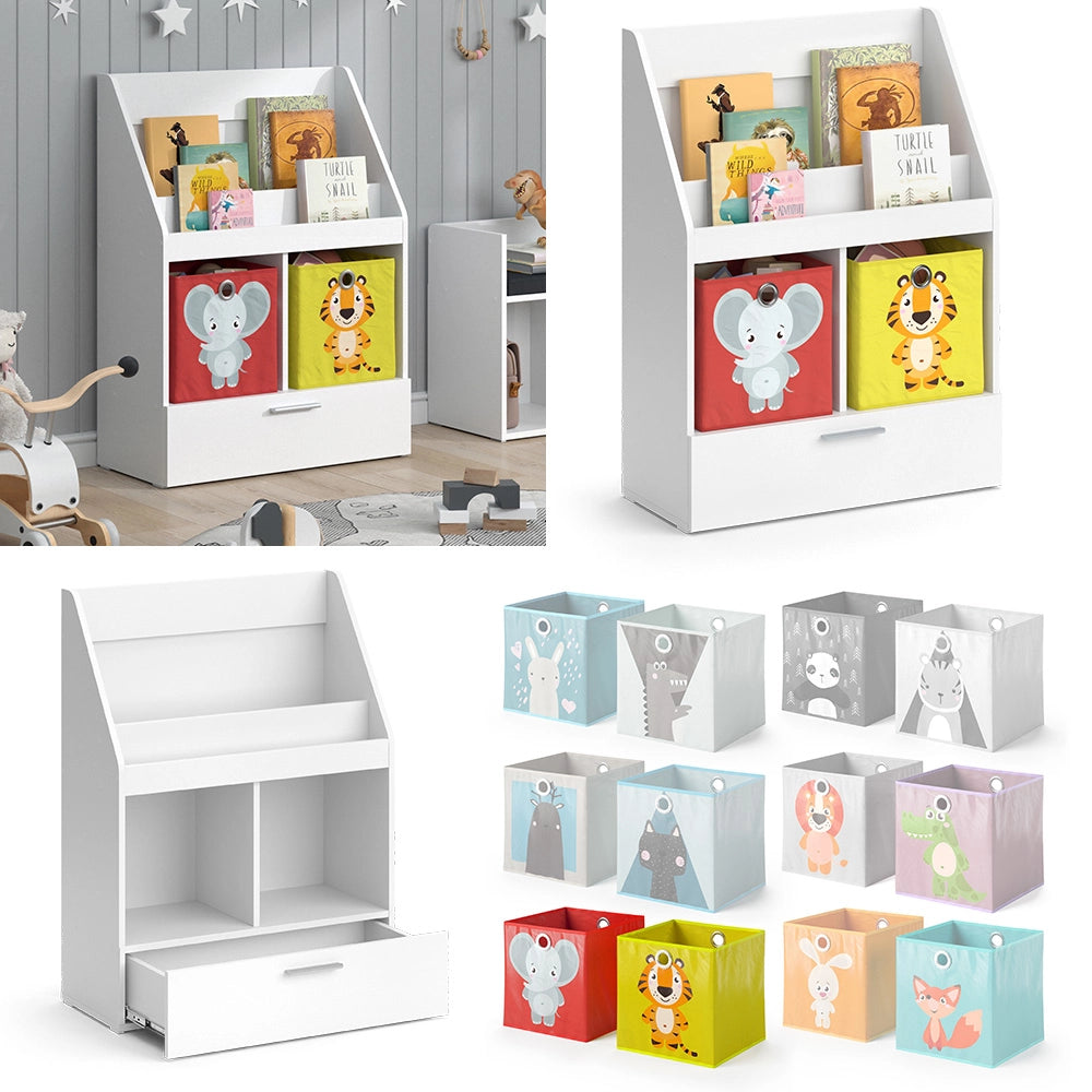Vicco Libreria bambini Bianco 31.2 x 96.2 cm con cassetto e 2 scatole pieghevoli opt.5