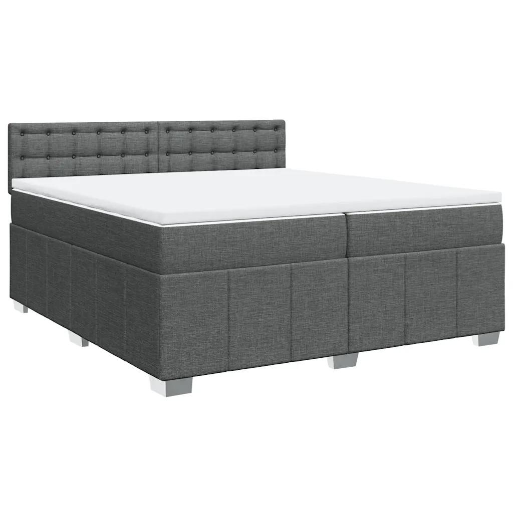 Giroletto a Molle con Materasso Grigio Scuro 200x200 cm Tessuto