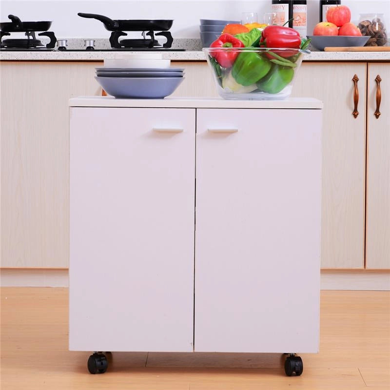 MOBILE PORTA TV IN LEGNO CON RUOTE E 2 ANTE 60 X 35 X 65 CM BIANCO VIOLACEO