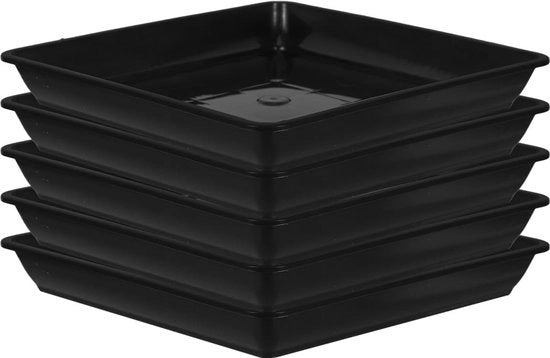 Piatto di Fattoria in Plastica - 5 Pezzi - Sottopiatto - Ciotola per Piante da Giardino - Materiale Spesso - Ciotola per Piante Quadrata 18x18 cm