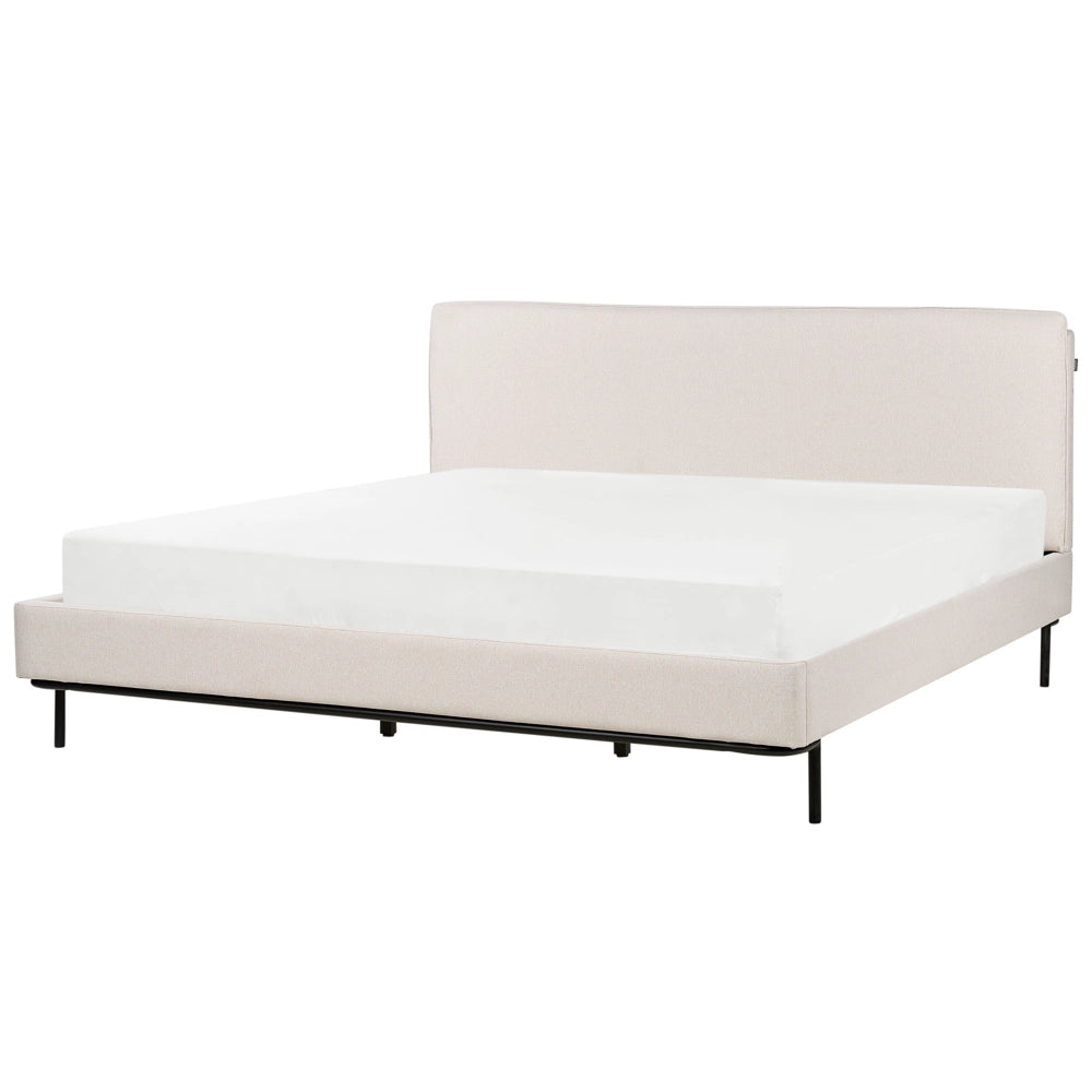 Letto a doghe Beige Poliestere Tessuto Imbottito 180 x 200 cm EU Matrimoniale Design Moderno