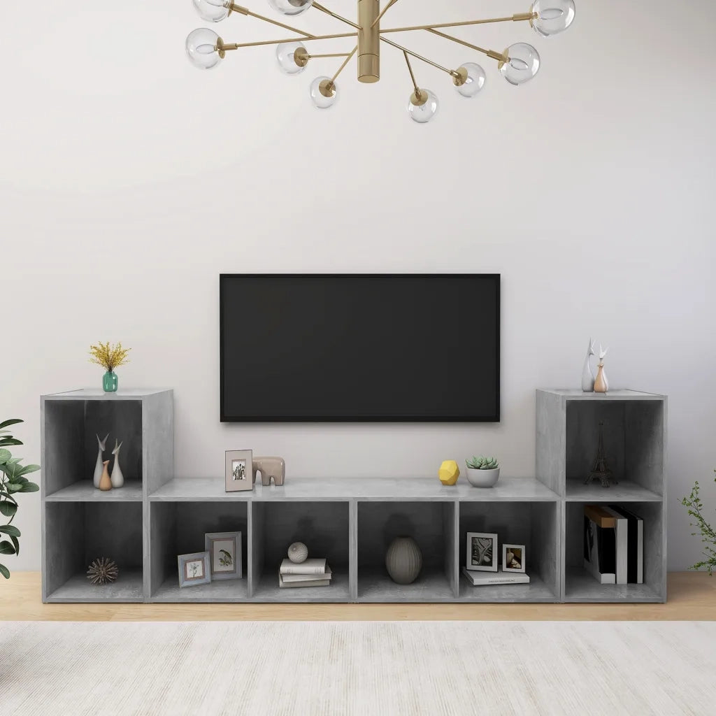Mobili TV 4 pz Grigio Cemento 72x35x36,5 cm in Truciolato  cod mxl 61577
