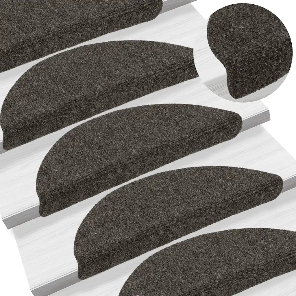 Tappetini per scale autoadesivi 15 pz 56x17x3 cm antracite semicircolari 322352