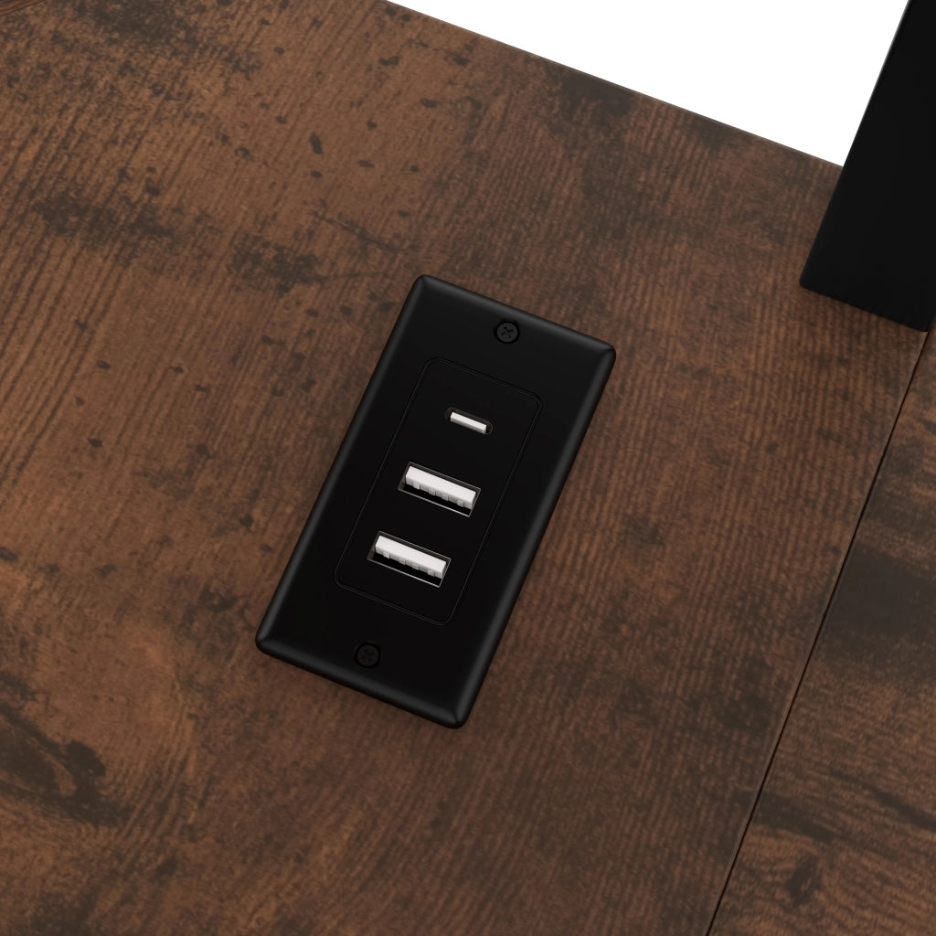 LETTO A CASTELLO con scrivania, LED e presa USB-C 140 x 200 cm nero