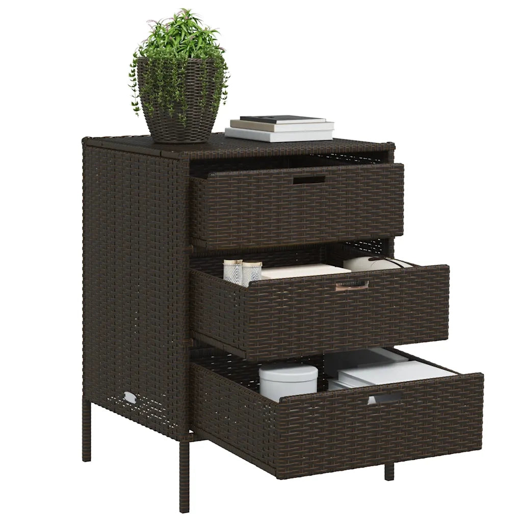 Armadietto Portaoggetti Giardino Marrone 55x59x80cm Polyrattan 365552