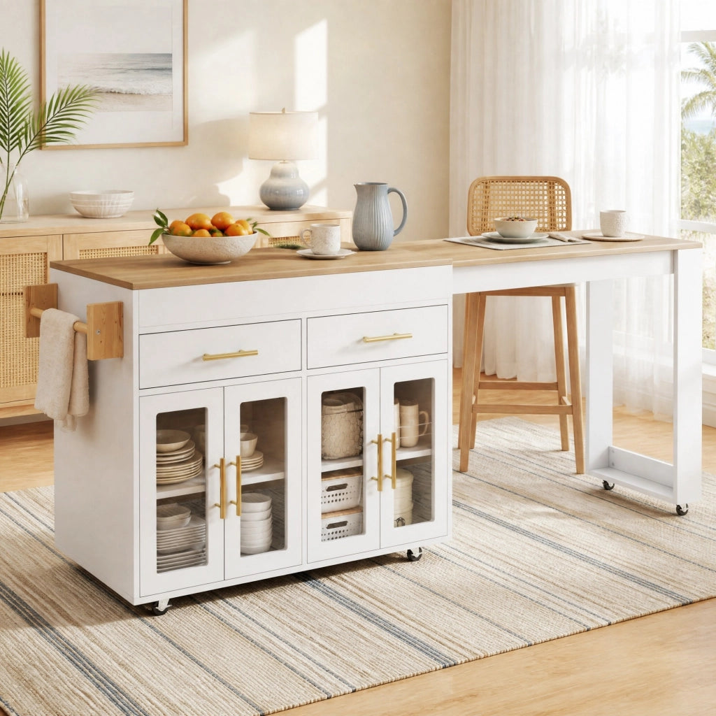 ISOLA DA CUCINA ESTRAIBILE 132,5-217 x 50 x 93 cm Bianco MDF
