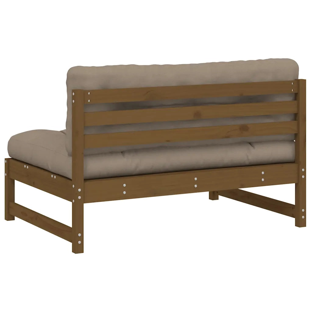 Divano Centrale-Sofa Modulare-Divanetto Marrone Ambra 120x80 cm Legno Massello di Pino