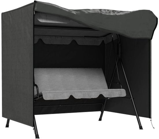 Ombrellone per veranda, 3 posti, impermeabile, resistente all'inverno, copertura per altalena da giardino, telo UV resistente, copertura, tessuto 420D Oxford resistente ai graffi, 177 x 114 x 152 cm, grigio scuro