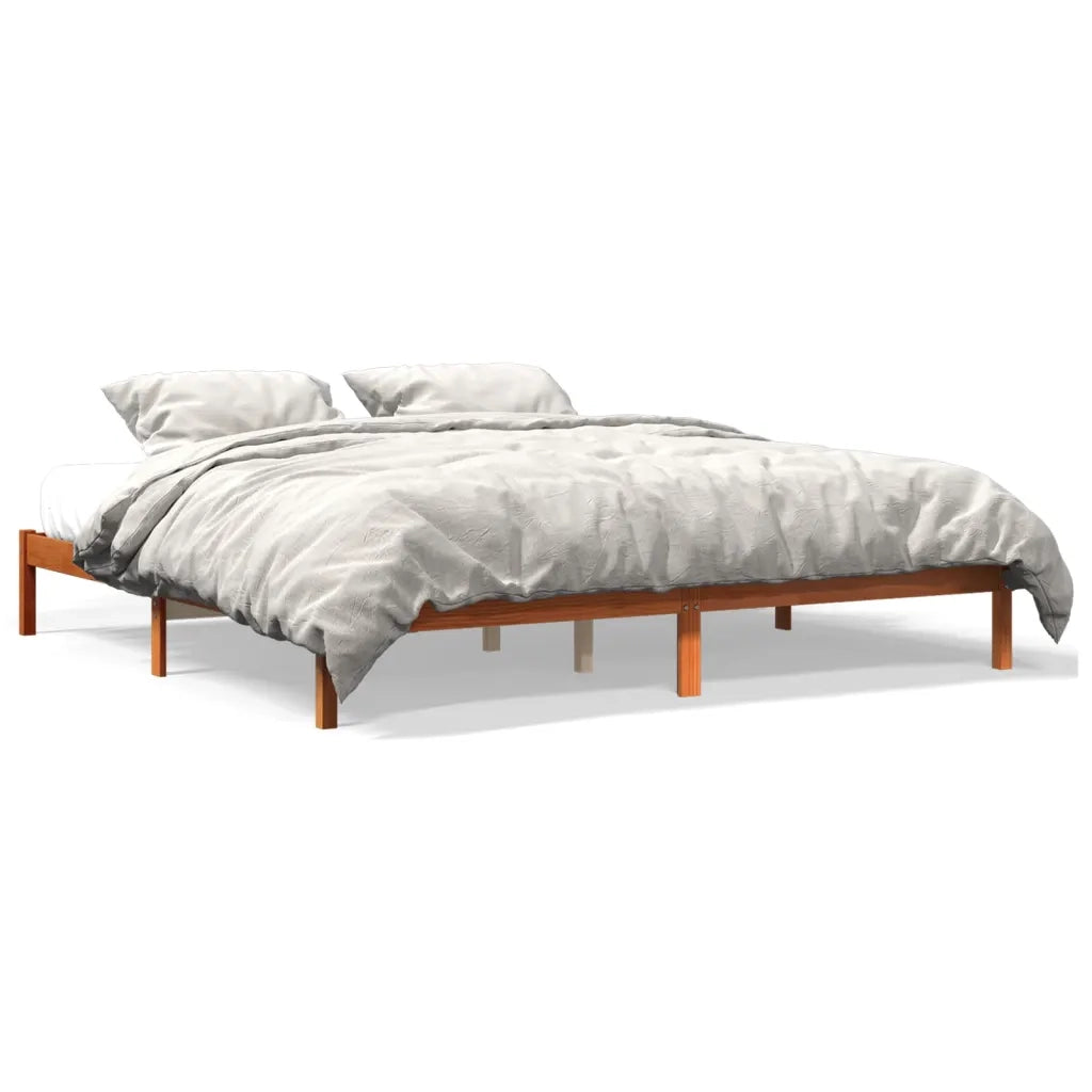 Giroletto senza Materasso Marrone Cera 200x200 cm Legno di Pino 844869
