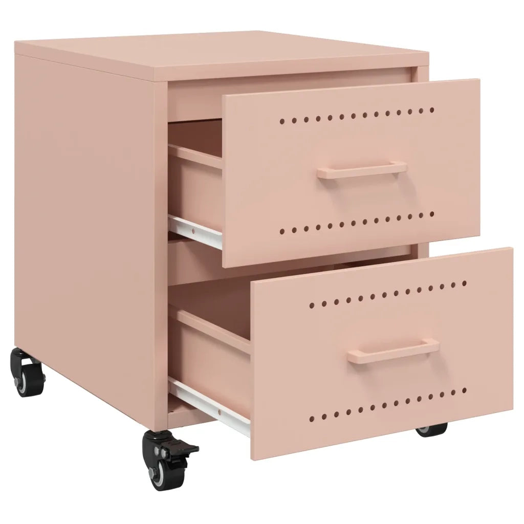 Set di 2 Comodini | Armadio da Notte | Mobiletto da notte Rosa 36x39x43,5 cm in Acciaio