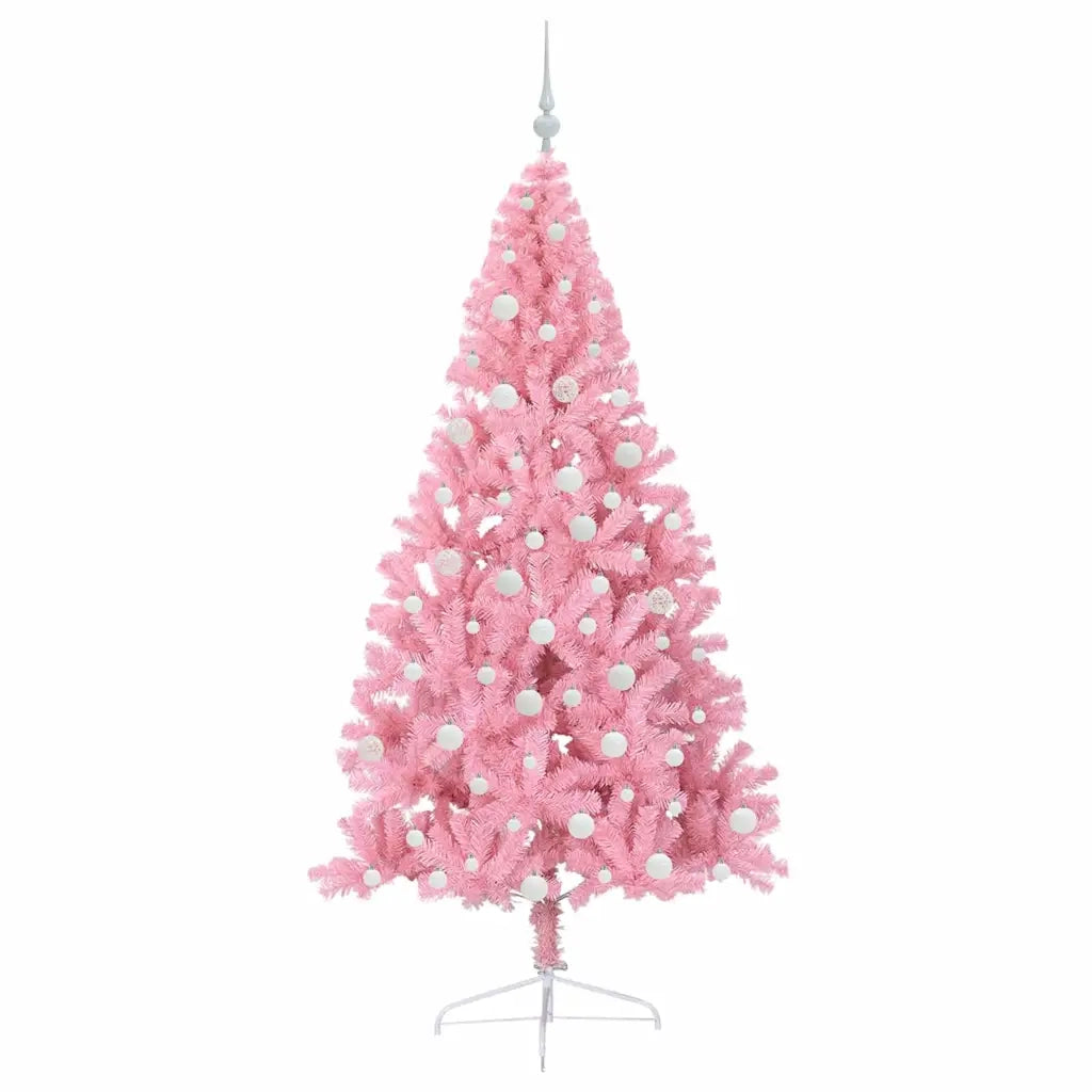 Albero di Natale artificiale con luci integrate Rosa 180 cm PVC