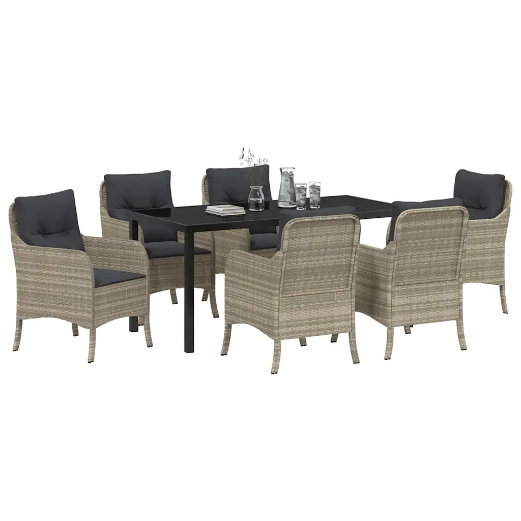 Set da Pranzo per Giardino 7 pcs Grigio chiaro polyrattan 3380187