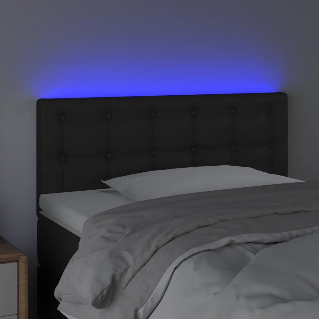 Testiera Nera a LED 100x5x78/88 cm in Similpelle 3121696