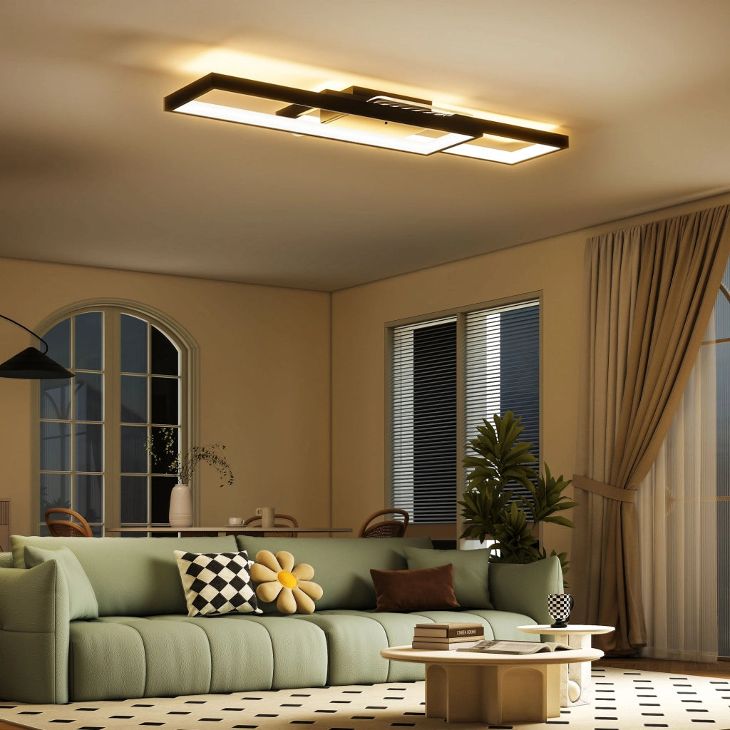 Plafoniera LED 43W 4600LM 3000-6000K dimmerabile con telecomando ¨C zephmum ¨C 70x30x7 cm Nero
