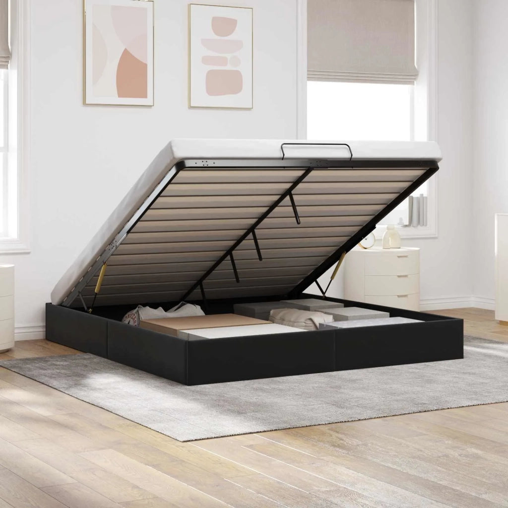 Letto ottomano Nero King size Velluto 3403078