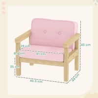 Poltrona per Bambini con Tessuto Morbido di Velluto e Struttura in Legno Seduta e Schienale Imbottiti 46,5x44x45 cm Rosa