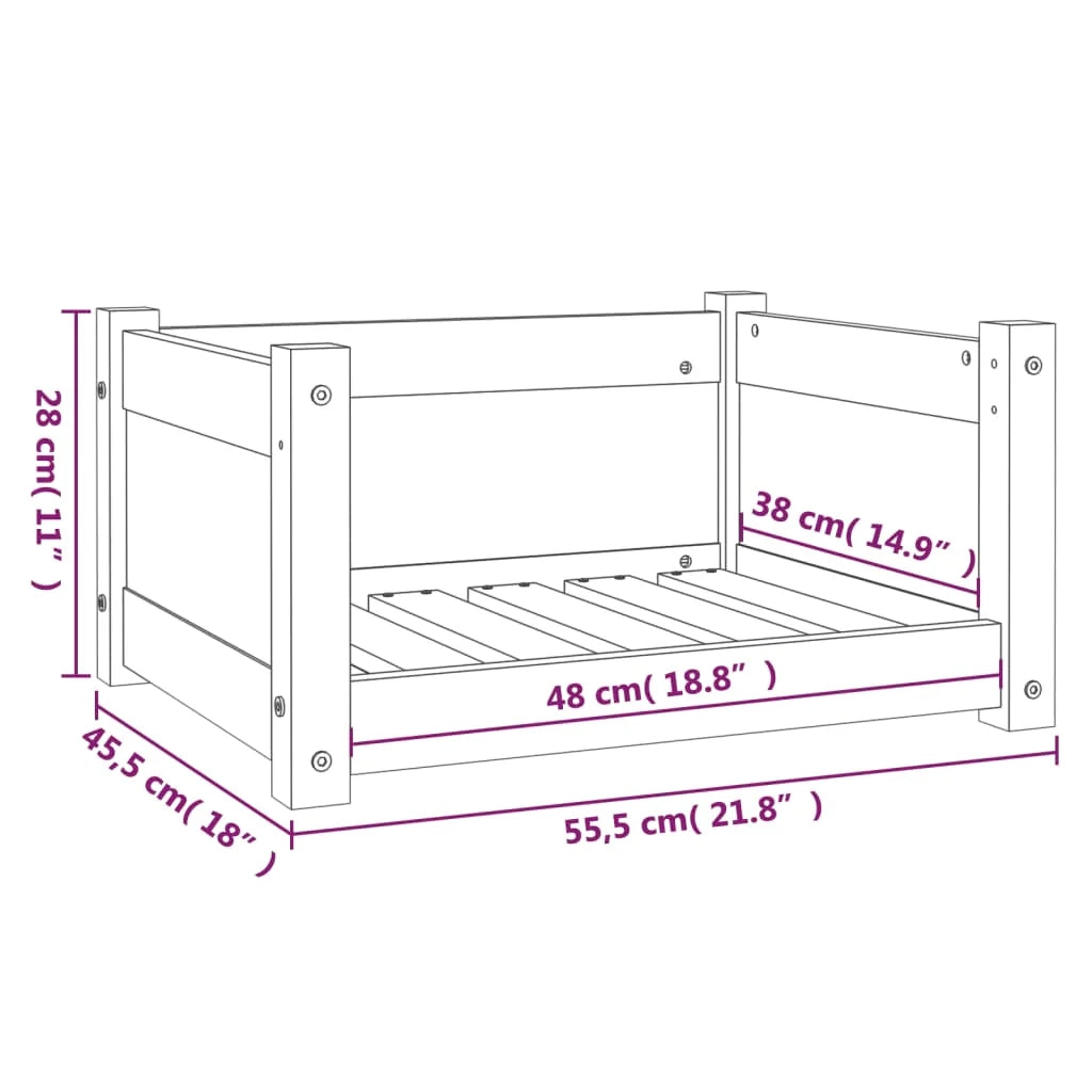 Divano a forma di cesto per cani comodo 55,5 x 45,5 x 28 cm in legno massello di pino marrone 02_0042702