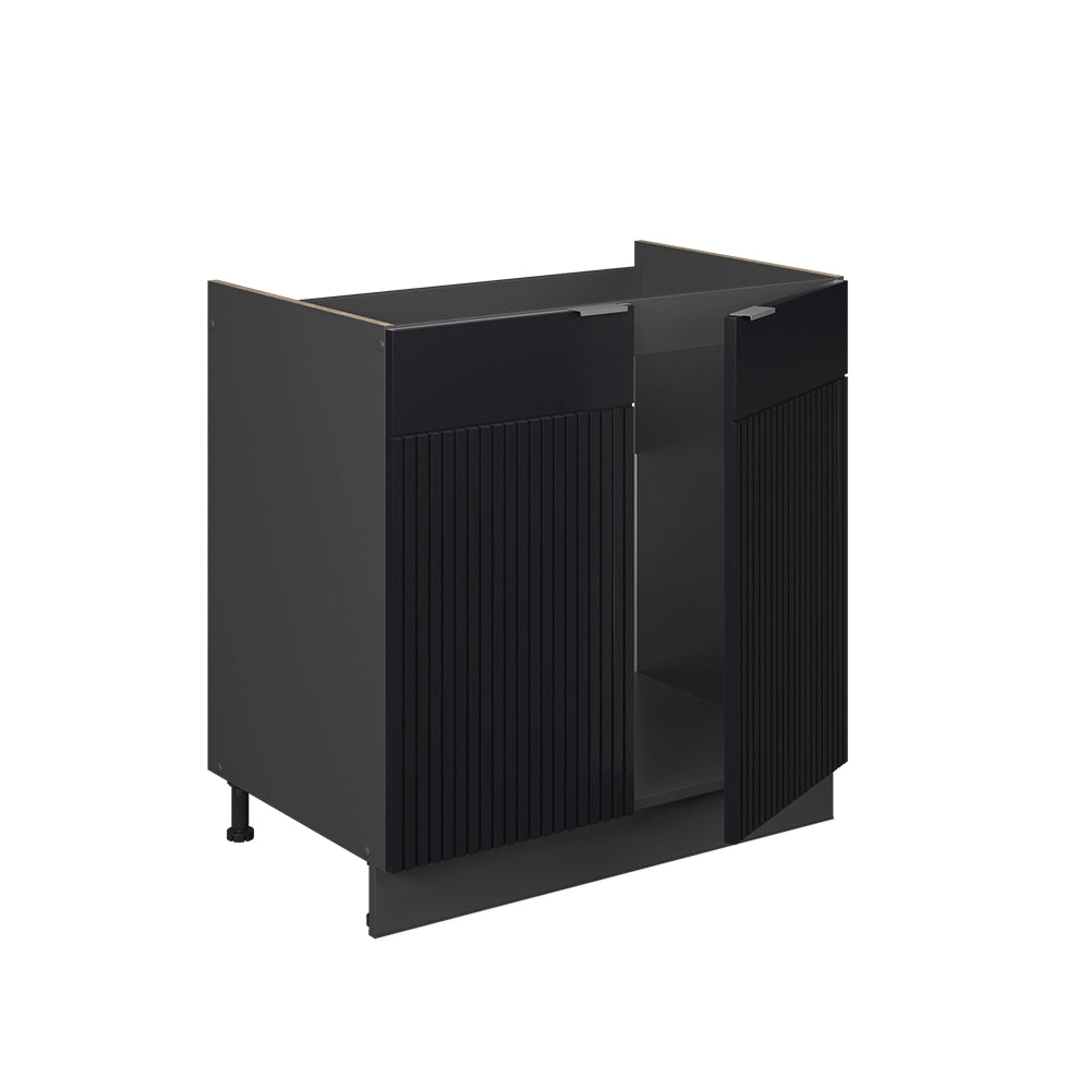 Mobile lavello cucina Fame-Line Nero rigato/Antracite 80 cm, PL Rovere Vicco