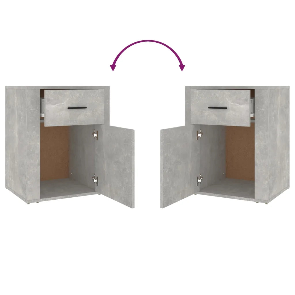 Comodino | Armadio da Notte | Mobiletto da notte Grigio Cemento 50x36x60 cm in Legno Multistrato