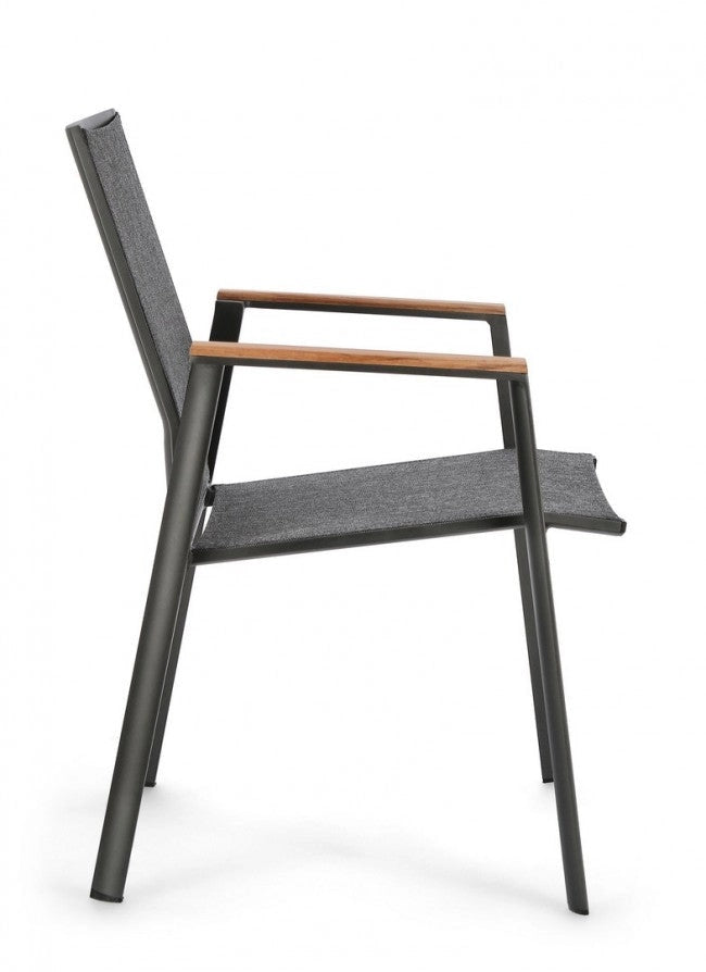 Set 4 Sedie da Giardino 59x61x88h cm con Braccioli Cameron Antracite