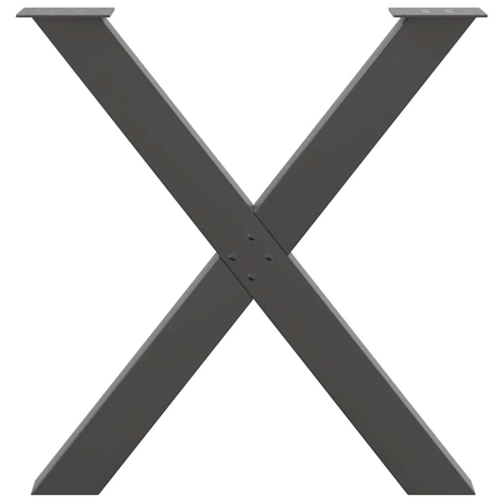 Set di 2 gambe per tavolo da pranzo a forma di X 70 x 73 cm con piedini regolabili design moderno acciaio antracite 02_0057250