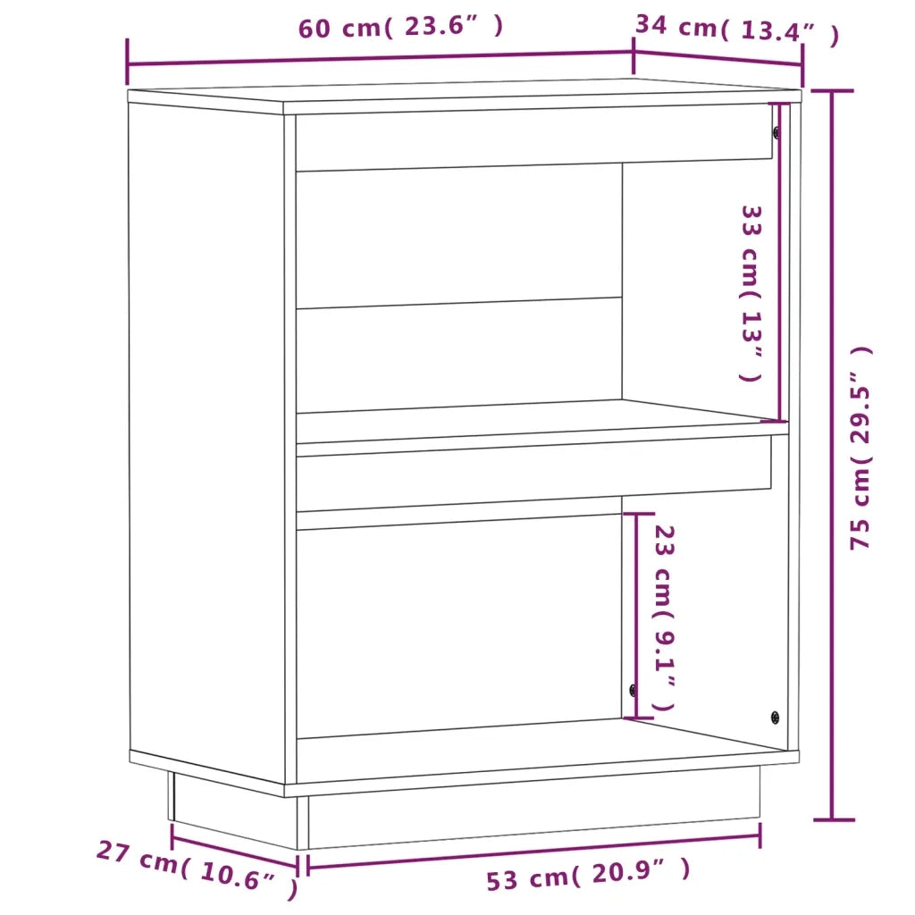 Mobile Consolle Ambrato 60x34x75 cm in Legno Massello di Pino 813822