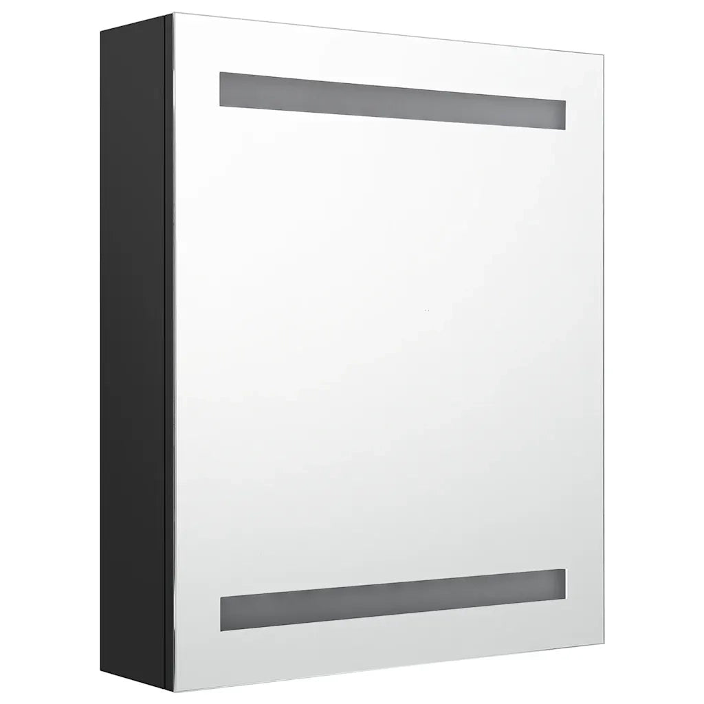 Armadietto a Specchio con LED-Mobile con specchio Nero 50x14x60 cm in MDF