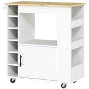 Carrello da Cucina con 1 Anta; 1 Vano Aperto; 3 Ripiani Laterali; 6 Portabottiglie e Portaasciugamani; 83x40x83 cm