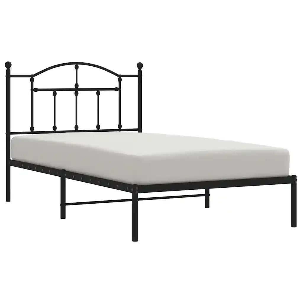 Giroletto con Testiera in Metallo Nero 100x190 cm 353433