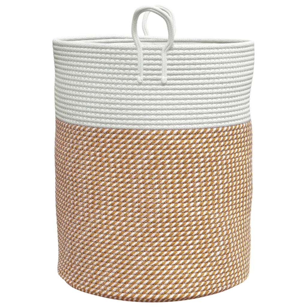 Cestino Portaoggetti Marrone e Bianco ?38x46 cm in Cotone CFW8386530