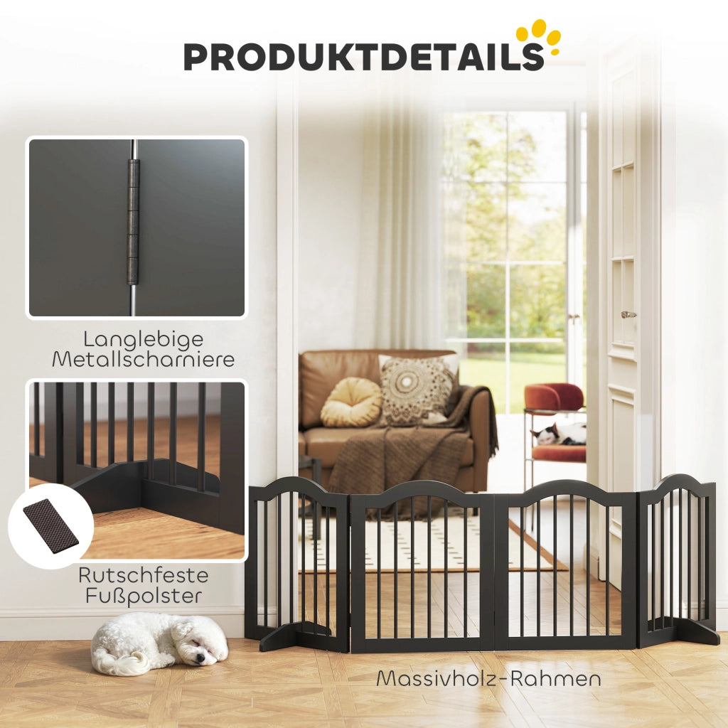 Cancello per Cani a Pannelli ¨C zephmum ¨C Nero 208x29.5x61 cm
