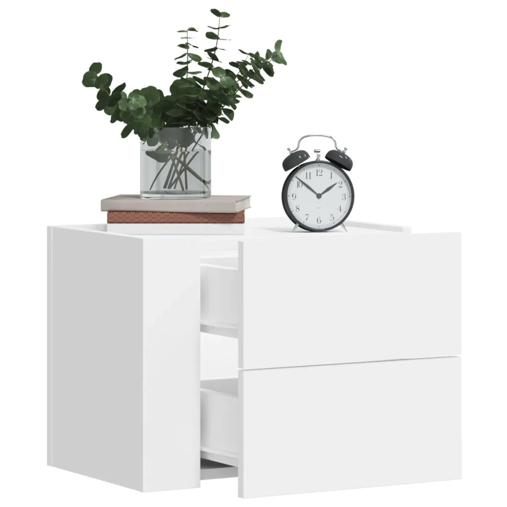 Comodino a Parete-Tavolino da notte sospeso Bianco 45x30x35 cm 888361