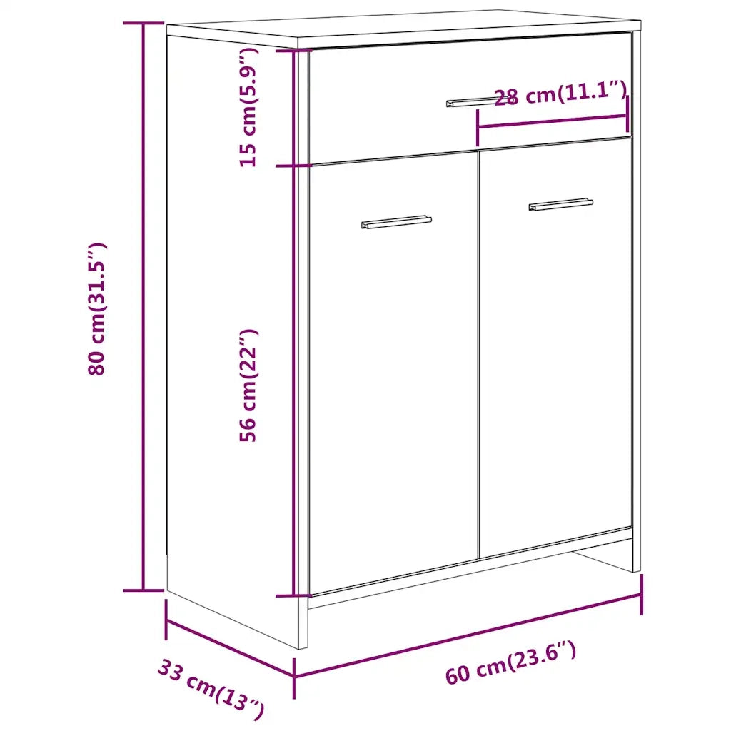 Armadietto Bagno | Armadio da bagno Rovere Fumo 60x33x80 cm Legno tecnico