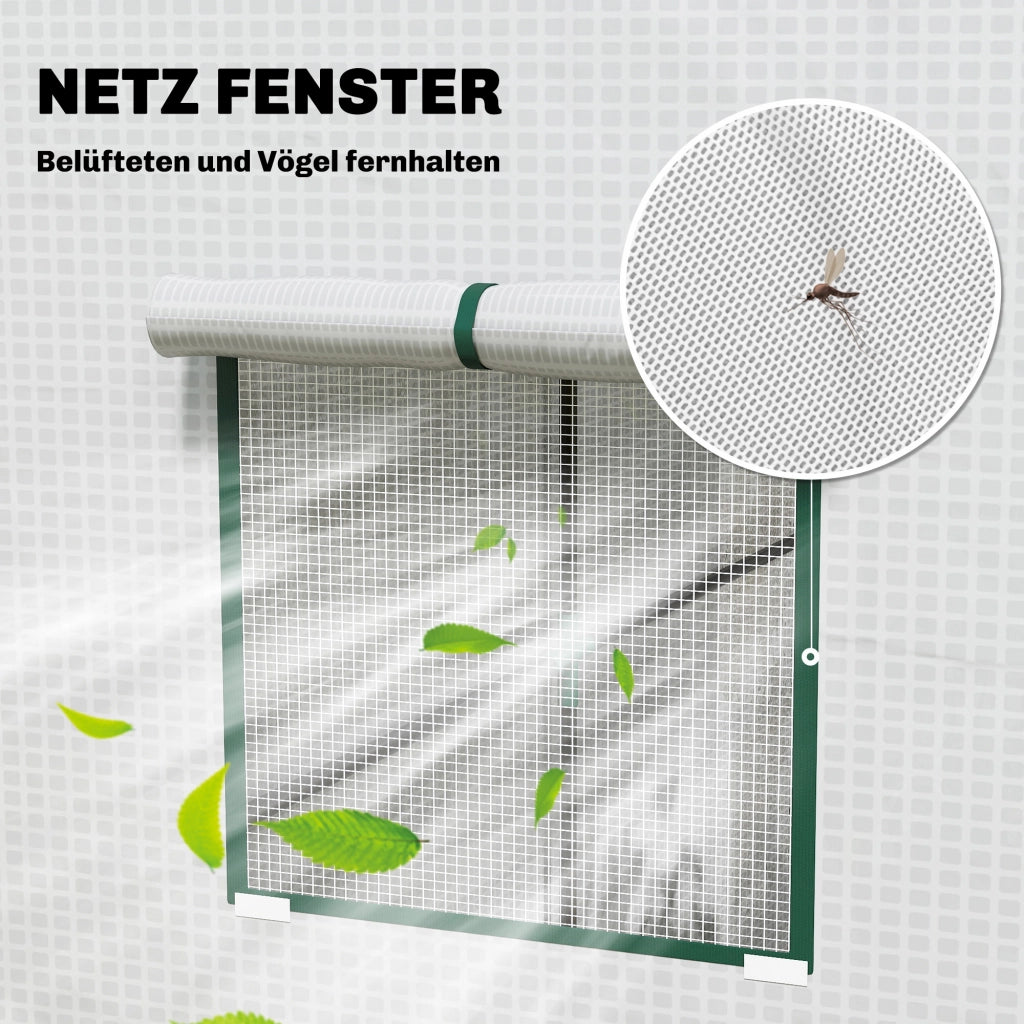 Tomatengewächshaus Rolltor Netzfenster 196 x 77 x 197 cm Weiß