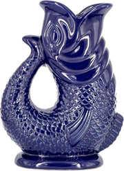 Karaffa in Cobalto Scuro 15 Litri con Forma di Pesce per Cocktail, Acqua e Gin - Kit di Servizio in Ceramica Decorativa