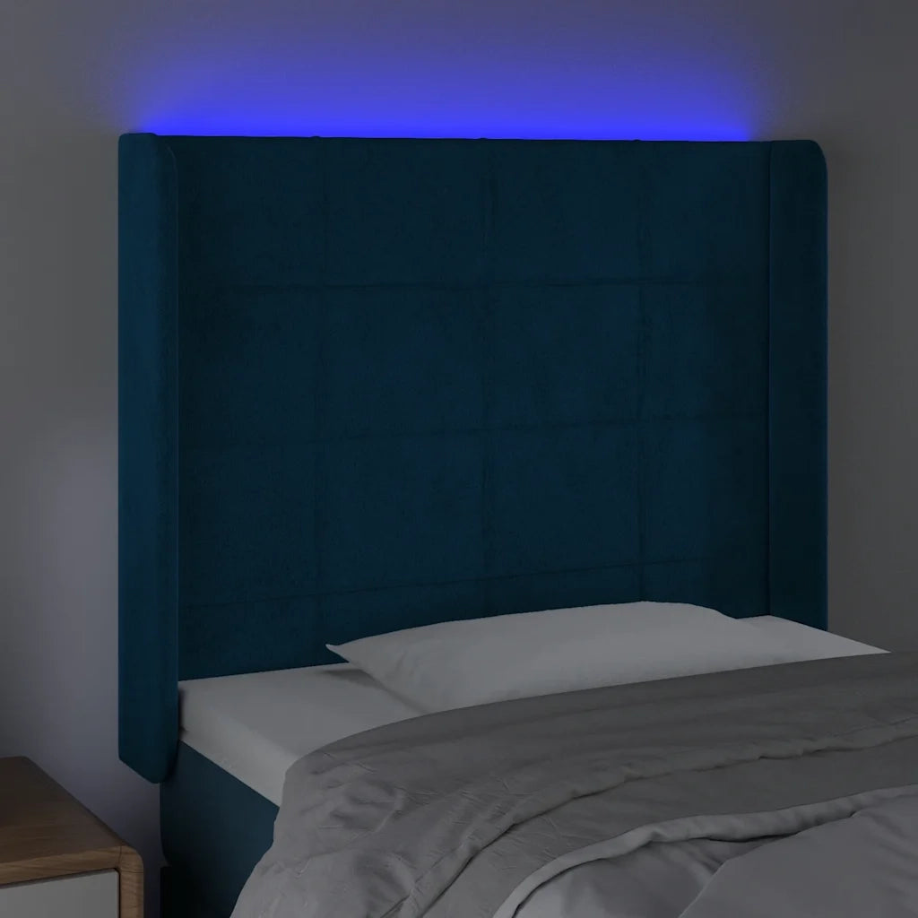 Testiera a LED Blu Scuro 103x16x118/128 cm in Velluto 3124094
