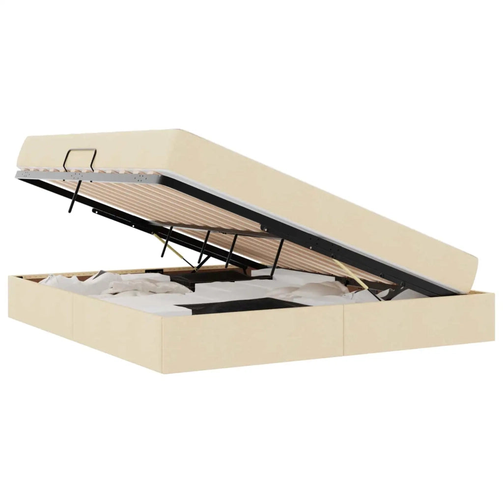 Letto con contenitore e materasso Crema 180 x 200 cm Poliestere