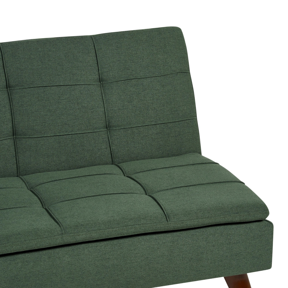Divano letto verde a 3 posti con rivestimento trapuntato Click Clack Schienale diviso Gambe in metallo
