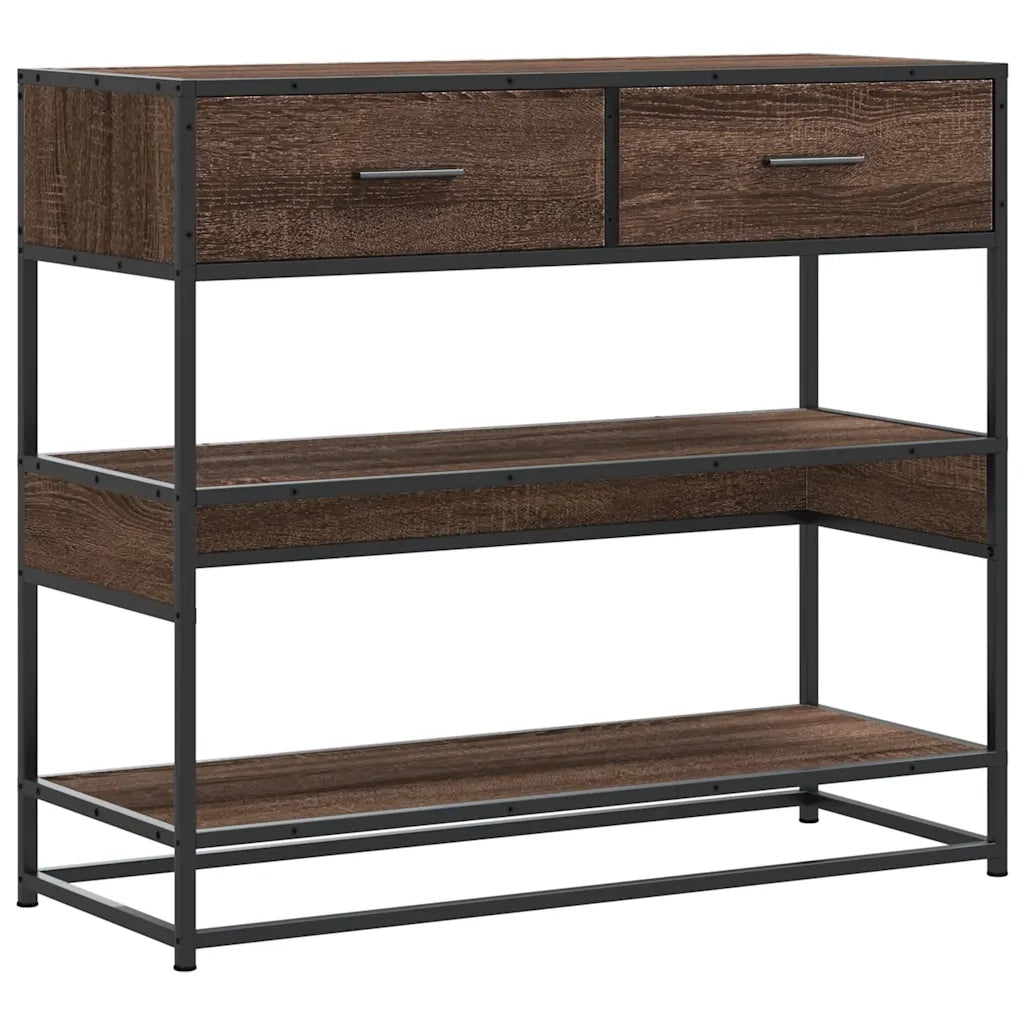 Tavolo Consolle Rovere Marrone 90x35x80 cm Legno Multistrato