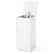 Cesto portabiancheria 30 x 30 x 61 cm con coperchio in metallo pratiche maniglie stile moderno MDF bianco 20_0012967