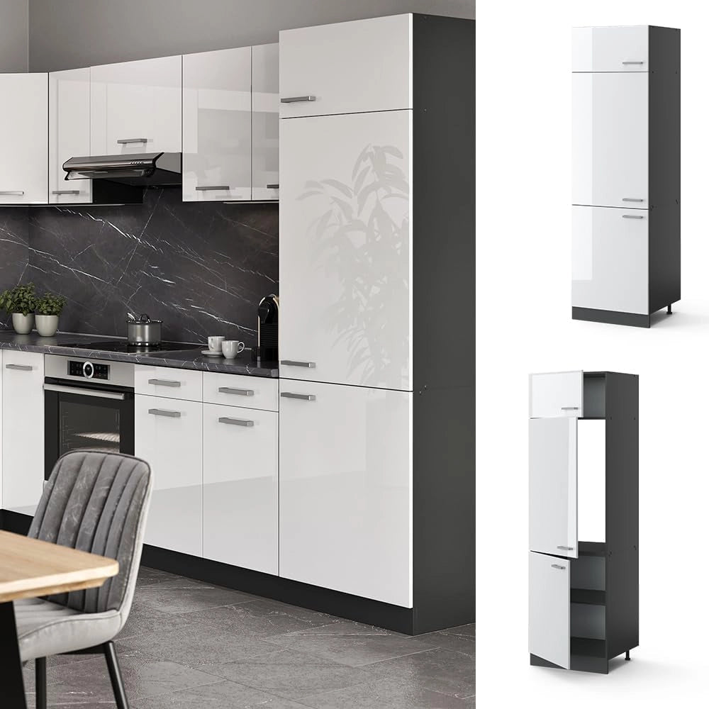 Armadio frigorifero R-Line, Bianco lucido, 60 cm, per la libera combinazione all'interno di sistemi cucina modulari