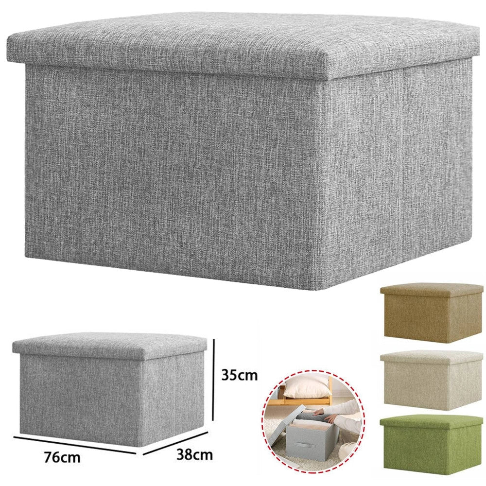 Trade Shop - Cassapanca Pouf Contenitore Pieghevole Panca Sgabello Poggiapiedi In Tessuto -