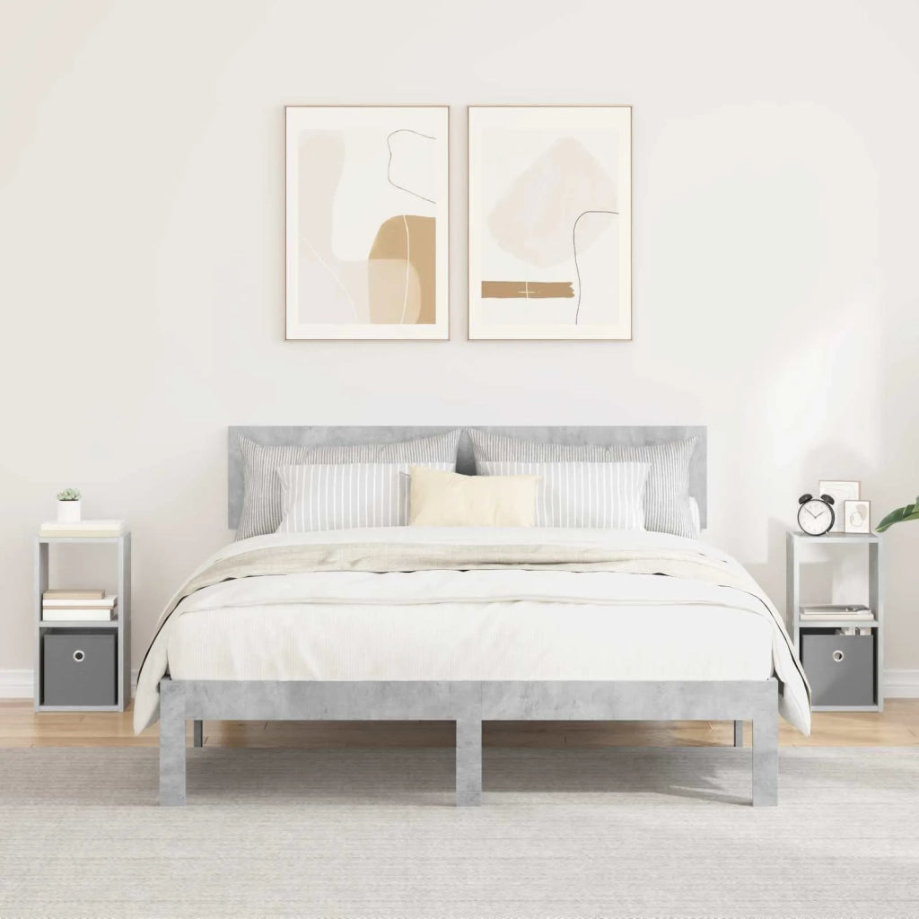 Set di 2 Comodini | Armadio da Notte | Mobiletto da notte con cassetto Grigio cemento 25,5 x 22 x 49,5 cm