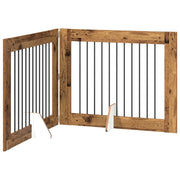 Cancello per cani con supporti 2 pz Legno antico 100 x 80 cm CFW1499095