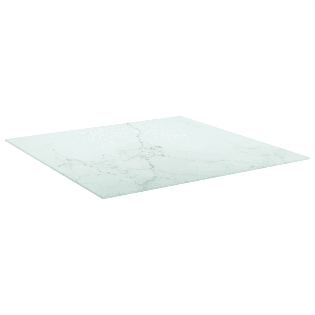 Piano Tavolo Bianco 80x80 cm 6 mm Vetro Temperato Design Marmo 322257