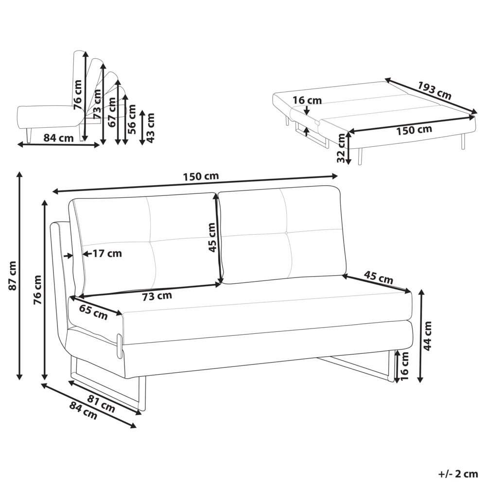 Divano letto a 3 posti Boucle bianco sporco per divano 3 persone Funzione letto pieghevole