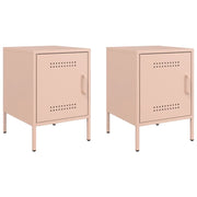 Set di 2 Comodini | Armadio da Notte | Mobiletto da notte Rosa 36x39x50,5 cm in Acciaio