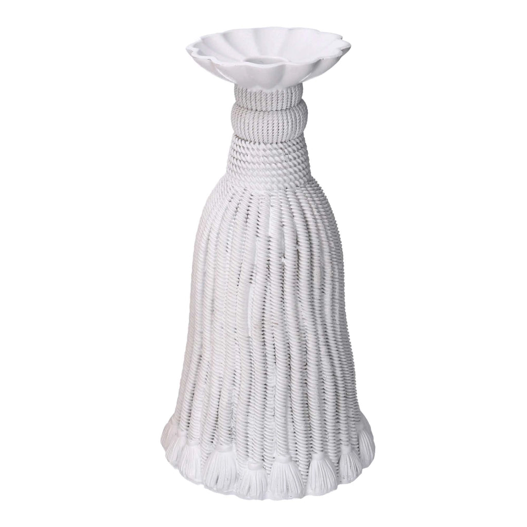 Portacandele resina nappina bianco cm Ø14xh25,6