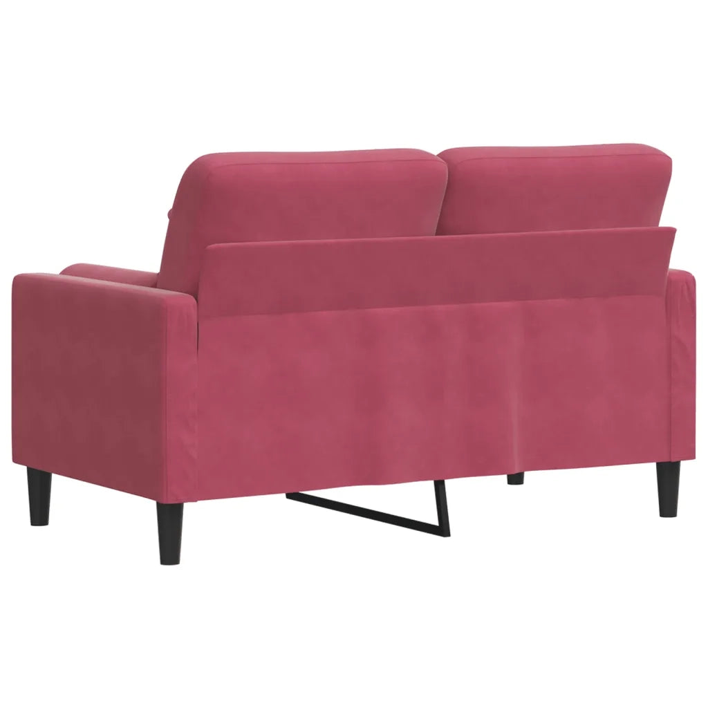 Divano | Divano da soggiorno | Sofa a 2 Posti con Cuscini Rosso Vino 120 cm in Velluto